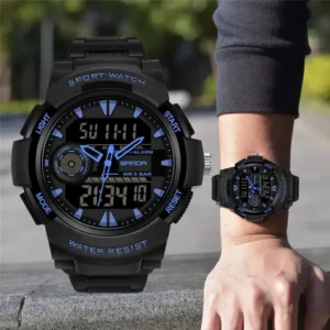 Relógios esportivos masculinos SANDA Relógios de pulso digitais com luz de fundo digital à prova dágua Relógio de quartzo masculino analógico à prova dágua relógio de pulso LED