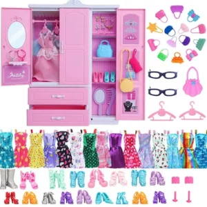 Escolha De Valor Roupeiro Da Dollhouse Acessórios Para Bonecas Vestidos De Colar De Coroas Sapatos Barbie Menina Princesa Presente