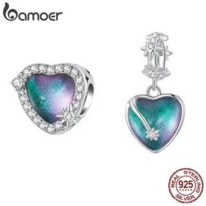 Bamoer Beads Pingentes De Coração De Prata 925 Sorte Para ColarPulseiras Diy