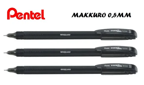 Caneta Gel Pentel Energel Makkuro 05 Preto Kit c3 unidades