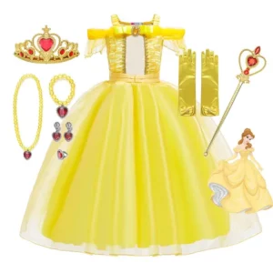 Vestido Princesa Belle Crianças A Bela Ea Fera Traje Cosplay De Festa De Aniversário