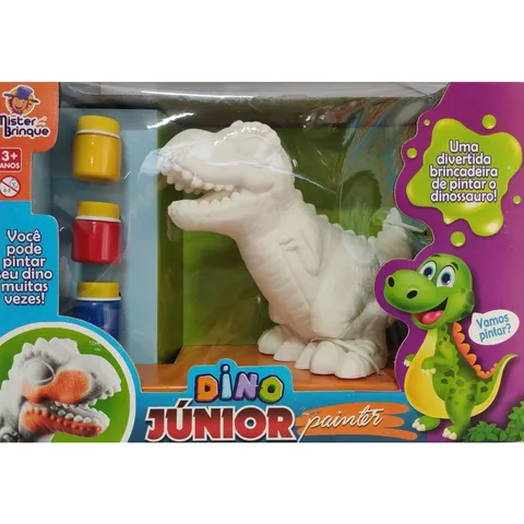 Dinossauro Dino Junior Painter para Colorir com Tinta Guache Mister Brinquedo Infantil Presente Natal