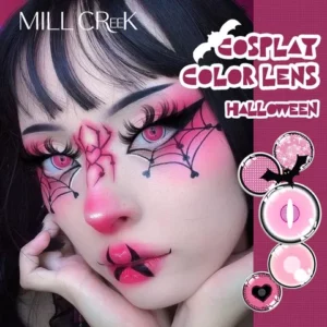 2pcs De Lentes De Contato Cor De Rosa Para Halloween Coloridas Anime Eye Pink Imitação De Vampiros Maquiagem De Uso Anual Multicoloridas Coser
