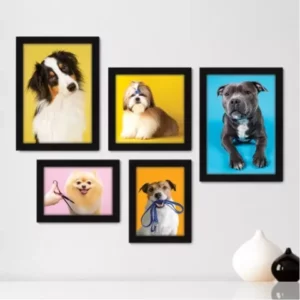 Quadros decorativos 5 peças mosaicos para sua sala ou quarto Pet Shop Cachorro Animais Veterinário Star 300