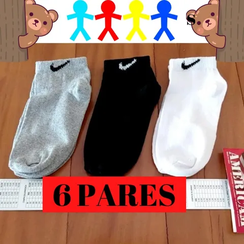 kit 6 pares de meias infantil 3 pares para crianças de 3 a 12 anos