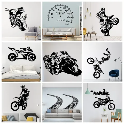Estrada E Motocicleta Adesivos De Parede Para Amantes Ciclo Sala Quarto Dos Miúdos Decoração De Casa Adesivo Decalque Mural