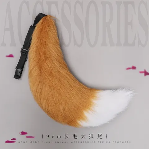 Cauda de animal de pelúcia grande feita à mãoacessórios de joias cosplayacessórios de cauda de lobo rabo de raposa
