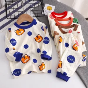 08Y Outono Fashion Kids Clothes Set Cotton Breathable Soft Boys Girls Pijamas