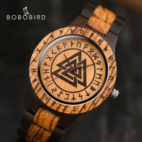 BOBO BIRD Original Vikings Relógio Masculino Relógio Casual Vintage Madeira