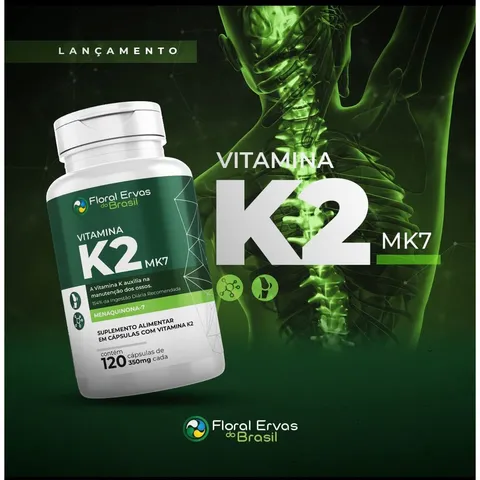 Vitamina K2 MK7 120 Cápsulas 350mg MENAQUINONA 7 154 IDR Original Floral Ervas Dr Lair Ribeiro