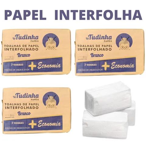 Papel Toalha Interfolha 3 Pacotes c780 Folhas cada MANIA