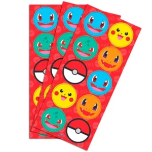 Adesivo Redondo Festa Pokémon Pacote com 3 Cartelas com 10 Unidades cada