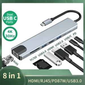8 Em 1 USB Hub C Tipo Para Adaptador Com 4 K 1080 P 30 PD Porto De Carregamento Compatível MacBookiPad Pro 2018Dell XPS