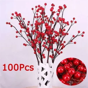10050 Pcs Árvore De Natal Decoração Ornamentos Plásticos Artificiais Mini Gold Red Silver Cereja Baga