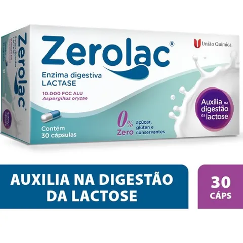 Zerolac Enzima Lactase 10000 fcc 30 Caps Original Zero Açúcar PROMOÇÃO