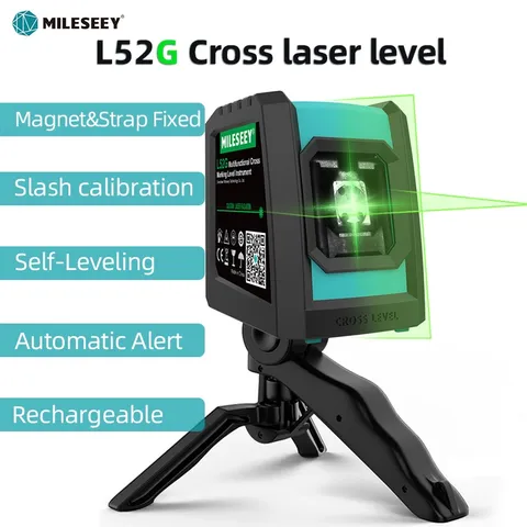 Instrumentos De MediçãoL52G MetodosNível Laser Cruz VerdeRecarregável USB AutomáticoAlto E Barra De PosicionamentoMedirCão
