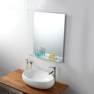 Kit Banheiro Espelho 50cm x 60cm Prateleira e Kit Instalação