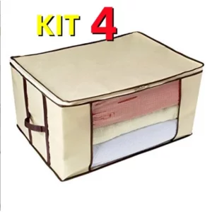 Kit C4 Organizador Multiuso Edredom Guarda Roupas Flexível 60x45x30cm