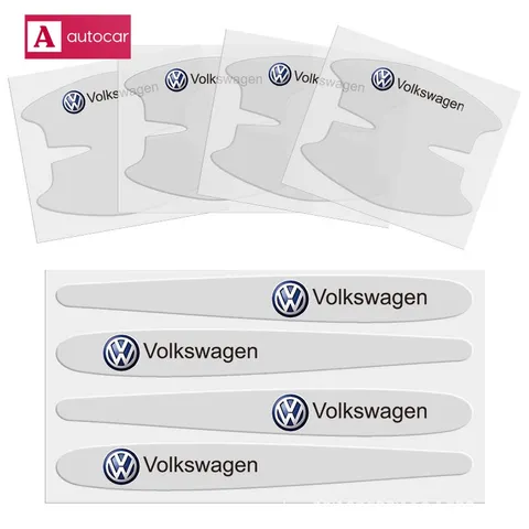 Logo Volkswagen Adesivo Transparente Protetor 8 Peças Para Vw Carro Taos Gol Polo Tcross Voyage Maçaneta de porta de Carro