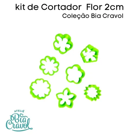 Kit de Cortador de Biscuit Flores 2 cm Coleção Bia Cravol