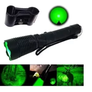 Lanterna Tática Led Foco Luz Verde Com 1 Suporte Para Fixa