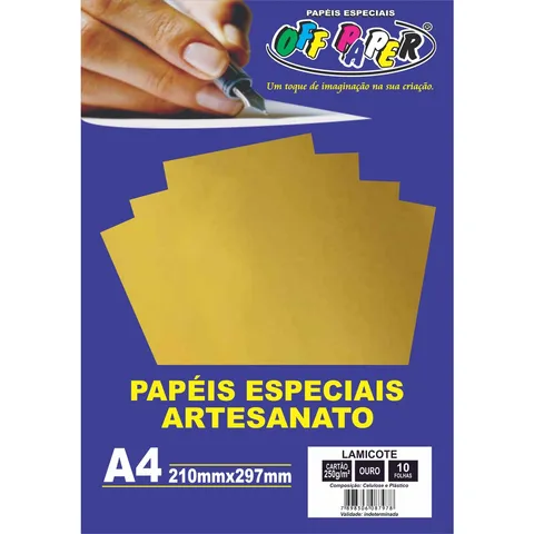 Papel Lamicote Off Paper Ouro A4 250g 10 folhas