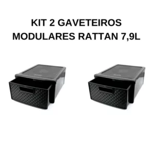 Kit Organizador 2 Gaveteiros Modular Rattan 79L