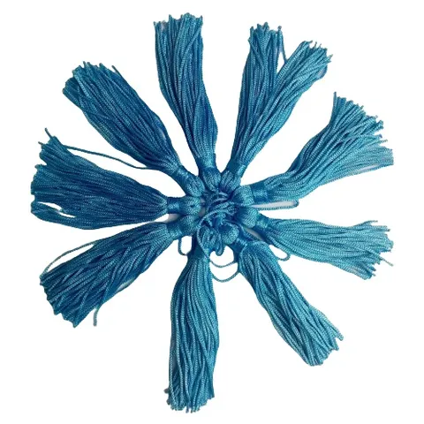 Franja Pingente Tassel De Seda Azul Turquesa Fio de 7cm 10 Unidades