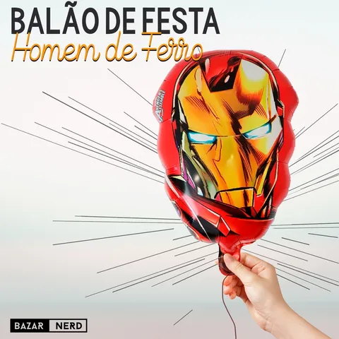 Kit 7 Balões Balão Bexiga Festa Infantil Aniversário Homem de Ferro Iron Man Marvel Vingadores