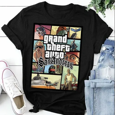Camiseta Algodão Grand Unissex Theft Auto Camiseta Algodão Unissex