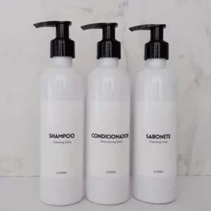 kit Pote Branco Para Shampoo Condicionador Sabonete 240ml