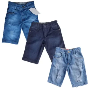 Kit 3 Bermudas Shorts Jeans Juvenil Menino