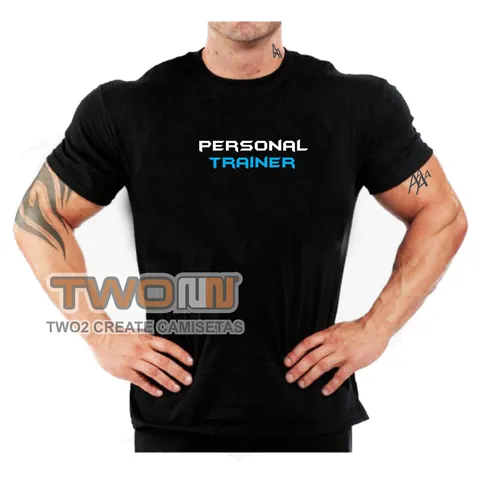 camiseta personal trainer blue academia fitness dry fit