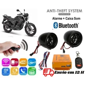 Caixa De Som para Moto Bluetooth Mp3 Fm Rádio SD Usb Aux e Alarme com Controle Remoto 20w potencia