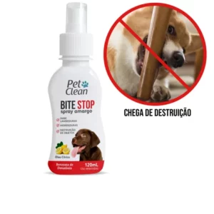 Bite Stop Spray Amargo Adestrador Pet Clean cães cachorro evita destruição de objetos 120 ml