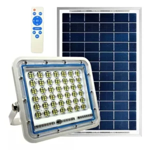 Refletor Luz Led Solar 100w Kit Bateria Placa Controle BRANCO Brisa