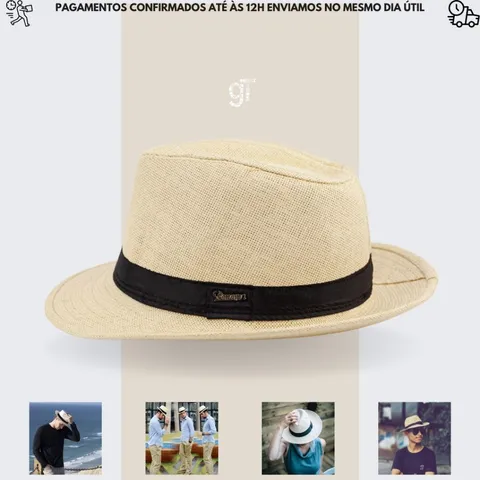 Chapéu panamá tradicional unissex palha sintética leve confortável