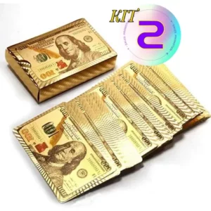 KIT 2 Baralho Conjunto Cartão de Jogo Dourado 24k Prova Dágua Promoção