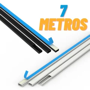 7 Metros Canaleta Organizador de Fios Preta Branca 20x10mm Sistema X Com Fita Adesiva e Divisoria Enerbras