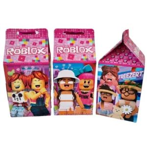 Roblox Menina Caixa Milk Lembrancinhas Roblox Rosa Festa Fácil Pct com 10 unidades