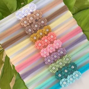 Kit com 10 faixinhas de florzinhas 3D para bebês rn 30 cores para escolher