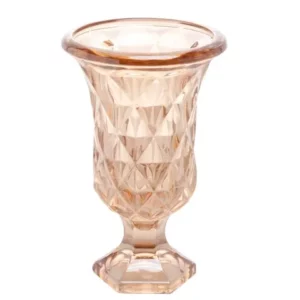 Vaso de Vidro com Pé Diamond Âmbar Metalizado 15cm x 24cm LyorREF 27758U