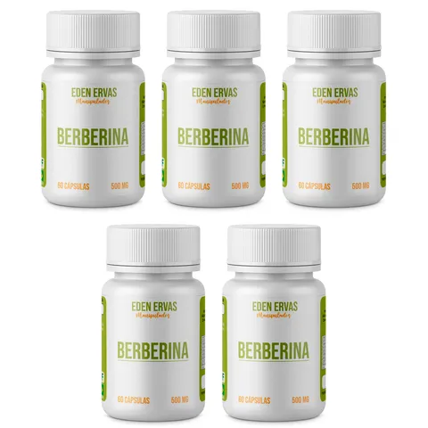 Berberina natural ajuda na diabetes em cápsulas500mg kit 5 potes