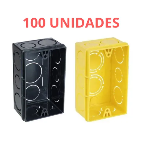 100 Caixa Caixinhas De Luz Amarela E Preta Para Tomada Interruptor 4x2 Reforçada Promoção