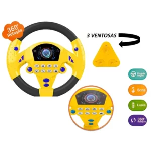 brinquedos Musical Infantil Volante Educativo Com Ventosas Sons e Luzes Amarelo ENVIO RÁPIDO