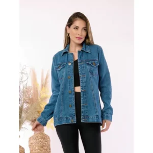 Jaqueta Jeans Max Feminino Rasgado Longer Novo Moda