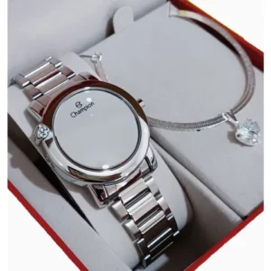 Relógio Feminino Original Champion Prata Digital Espelhado Lançamento