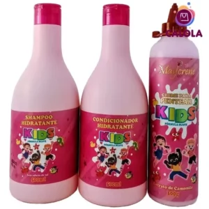 kit kids hidratante Maycrene feminino shampoo condicionador creme de pentear 500ml