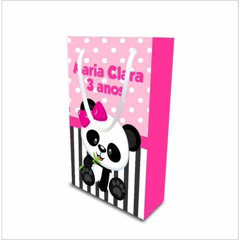 Kit 10 Sacolinhas Personalizadas Panda Rosa