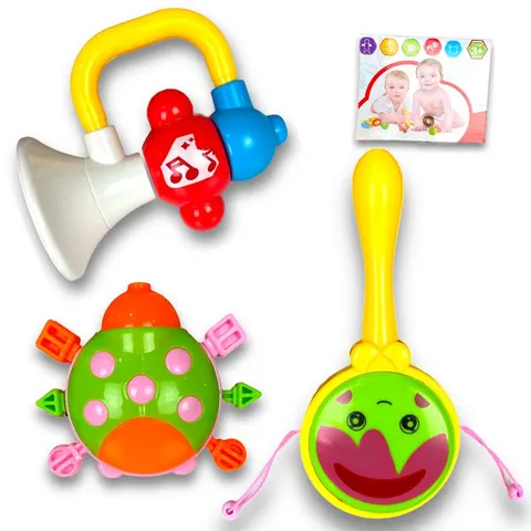Brinquedo Infantil Educacional Bebê Conjunto Kit 3 Chocalhos